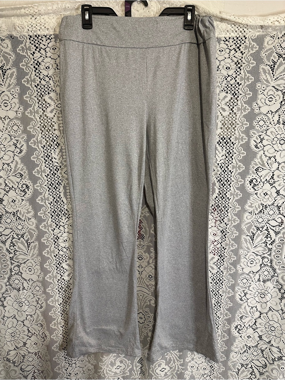 Luxe Silver Wide-Leg Knit Pants